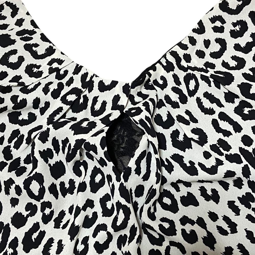 Express Leopard Print Dress Ruffle Sleeve Keyhole Mini Casual Party Size 12 - Picture 9 of 12